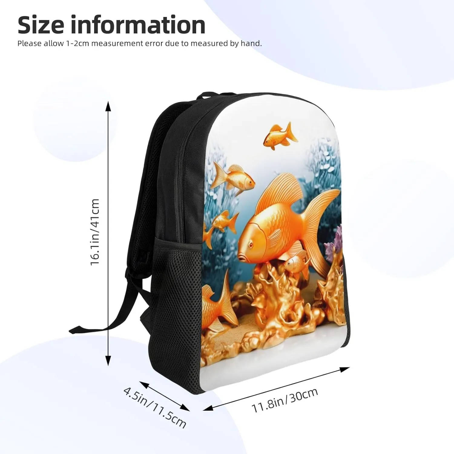 Laptop Backpack for Women Men Carry-on Backpack Sea Life Gold Fishes Daypack Lightweight Travel Shoulder Bags