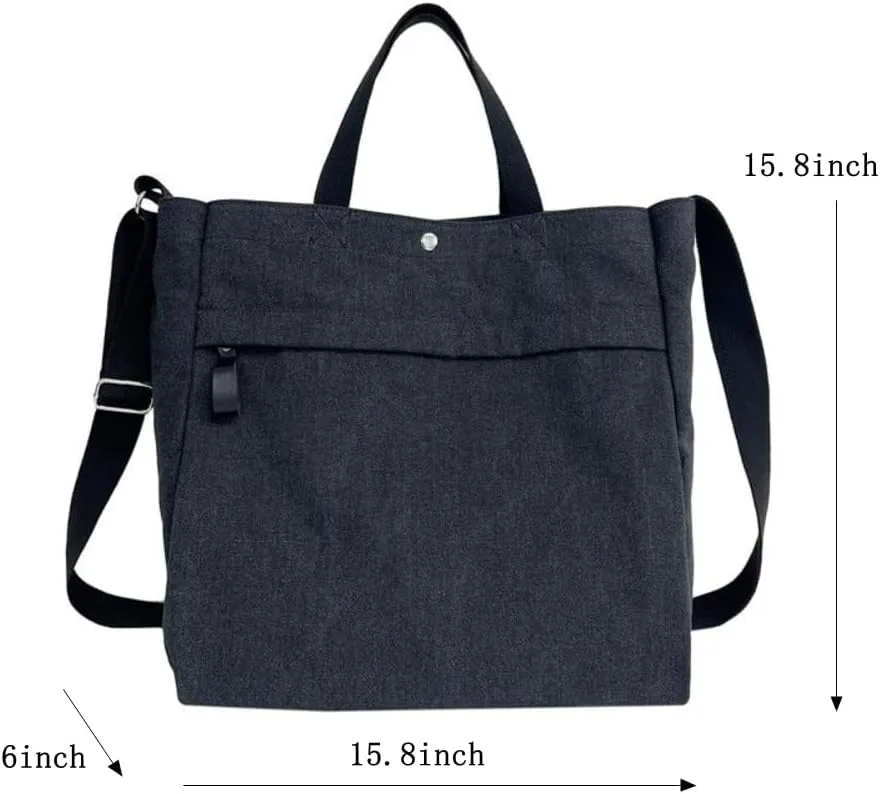 Large Canvas Tote Bag, Thick Fabric Crossbody Bag for Women & Men, Trendy Big Handbag Purse, Cotton Messenger Bag for Work