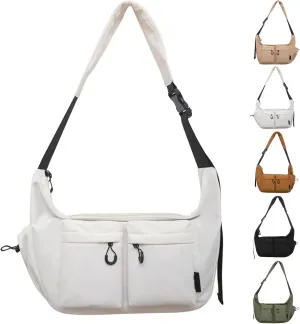 Large Capacity Messenger Canvas Bag - Water Resistant Vintage Unisex Casual Crossbody Bag with Multi Pocket for Daily