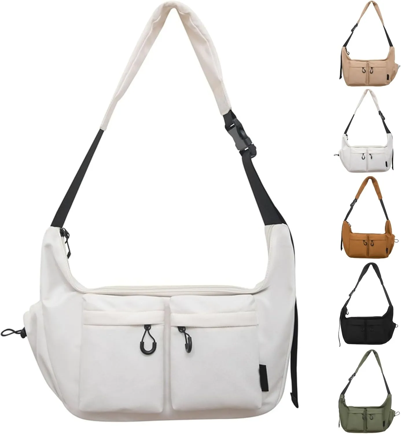 Large Capacity Messenger Canvas Bag - Water Resistant Vintage Unisex Casual Crossbody Bag with Multi Pocket for Daily