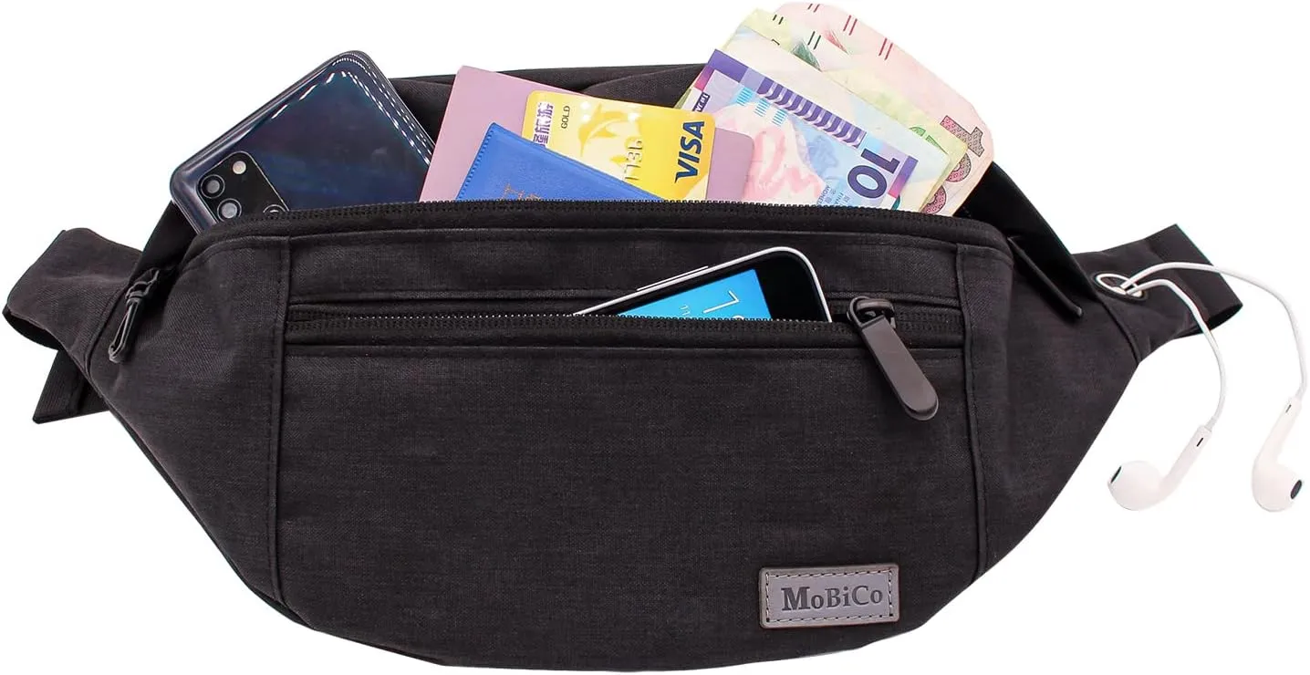 Large Crossbody Fanny Pack for men women with 4-Zipper Pockets,Waist bag for Workout Traveling Hiking Running Walking Outdoors Sport Fishing Waist Pack…