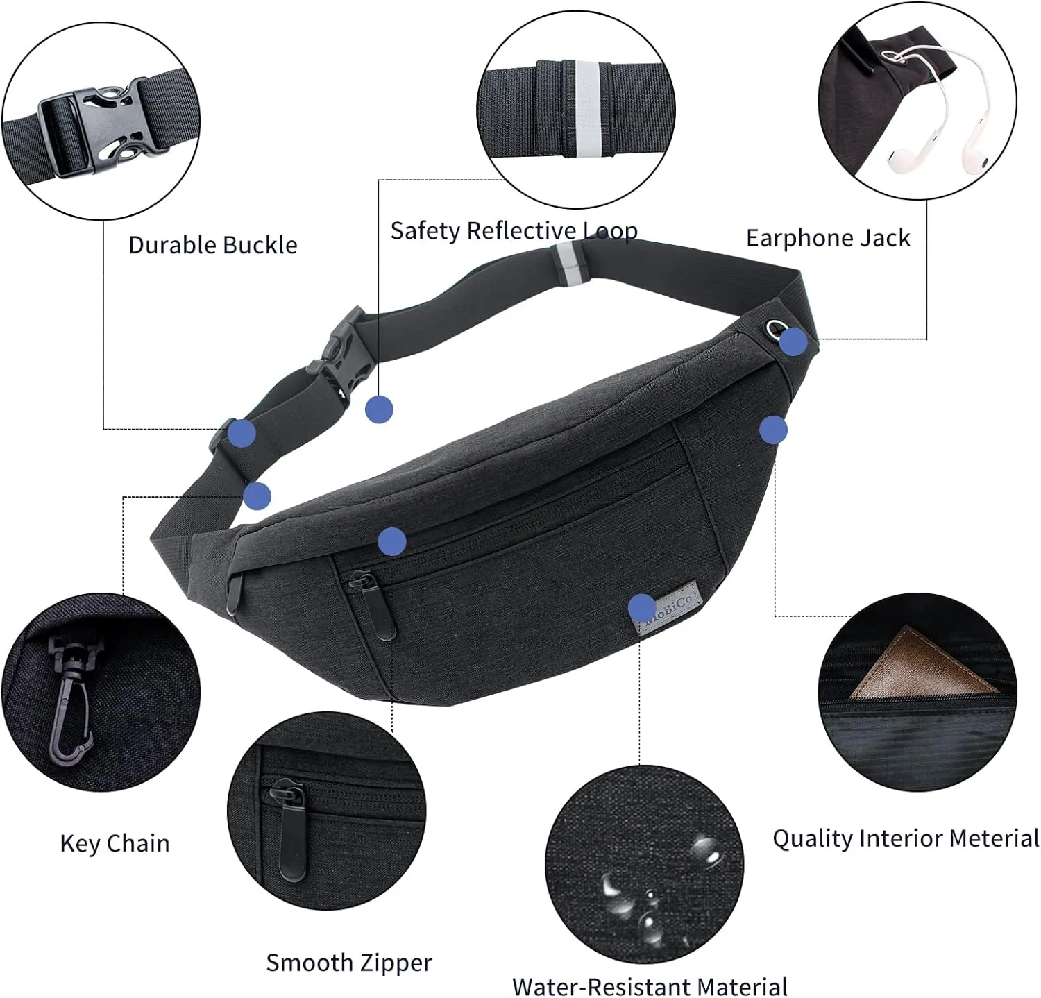Large Crossbody Fanny Pack for men women with 4-Zipper Pockets,Waist bag for Workout Traveling Hiking Running Walking Outdoors Sport Fishing Waist Pack…