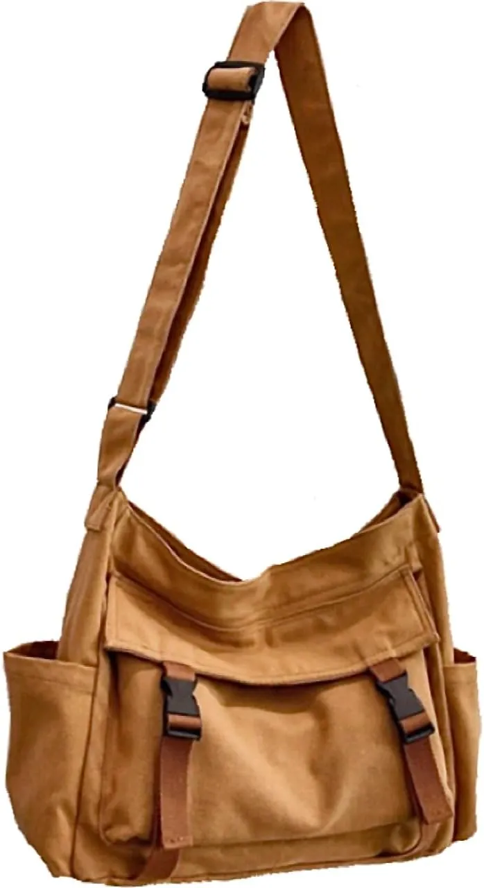 Large Messenger Bag Cute Crossbody Bag Vintage Canvas Shoulder Bag Kawaii Purse with Upgraded Feature Travel Essentials