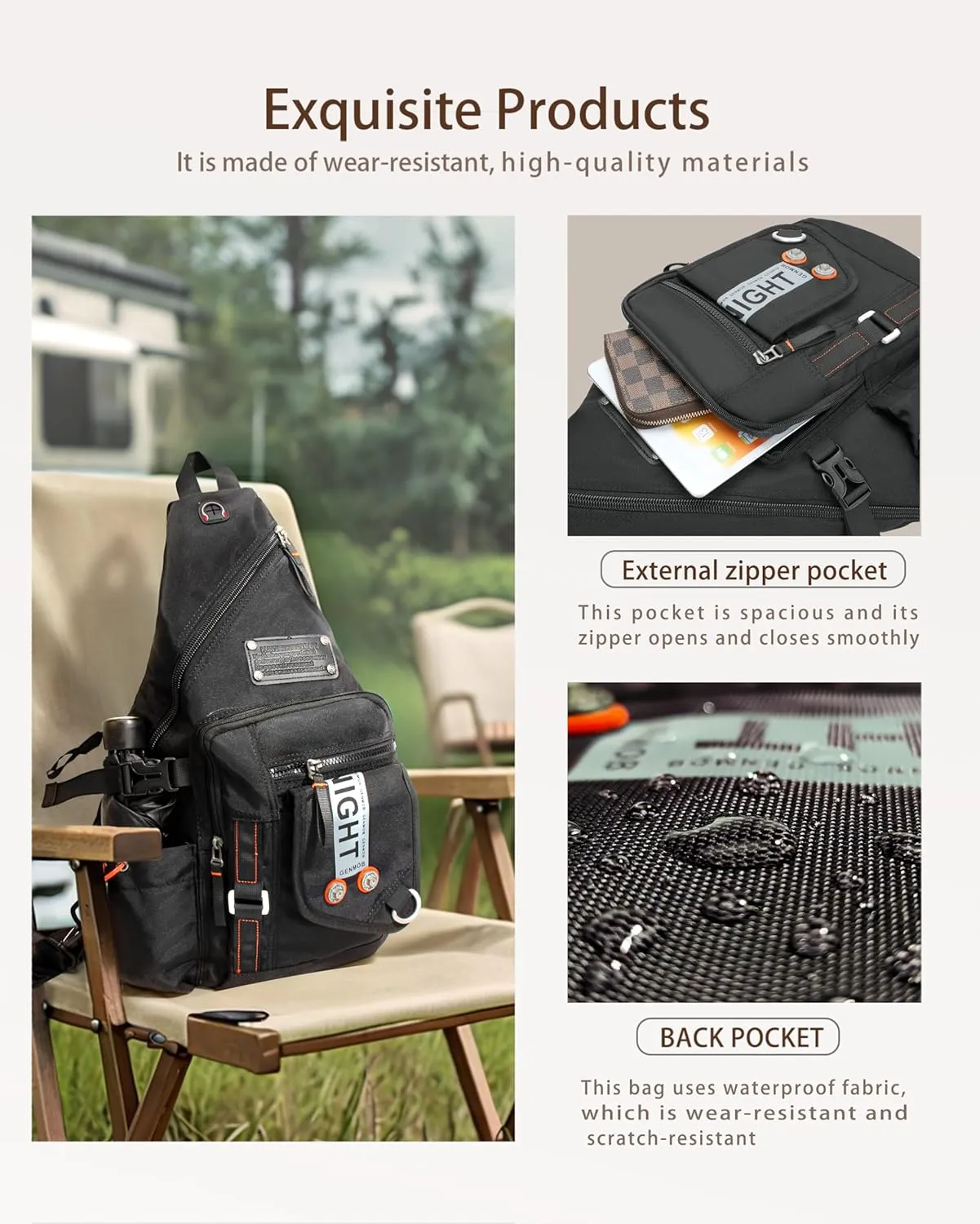 Large Sling Backpack, Sling Chest Bag Shoulder Crossbody Daypacks Fits 14.1-Inch Laptop for Travel Outdoor Men Women