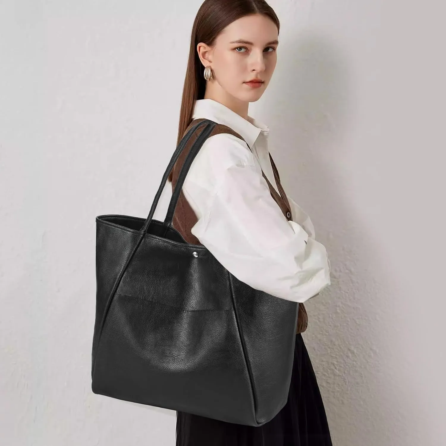 Large Tote Bag for Women Work 25L Travel Vegan Leather Ladies Handbags Weekender Purses