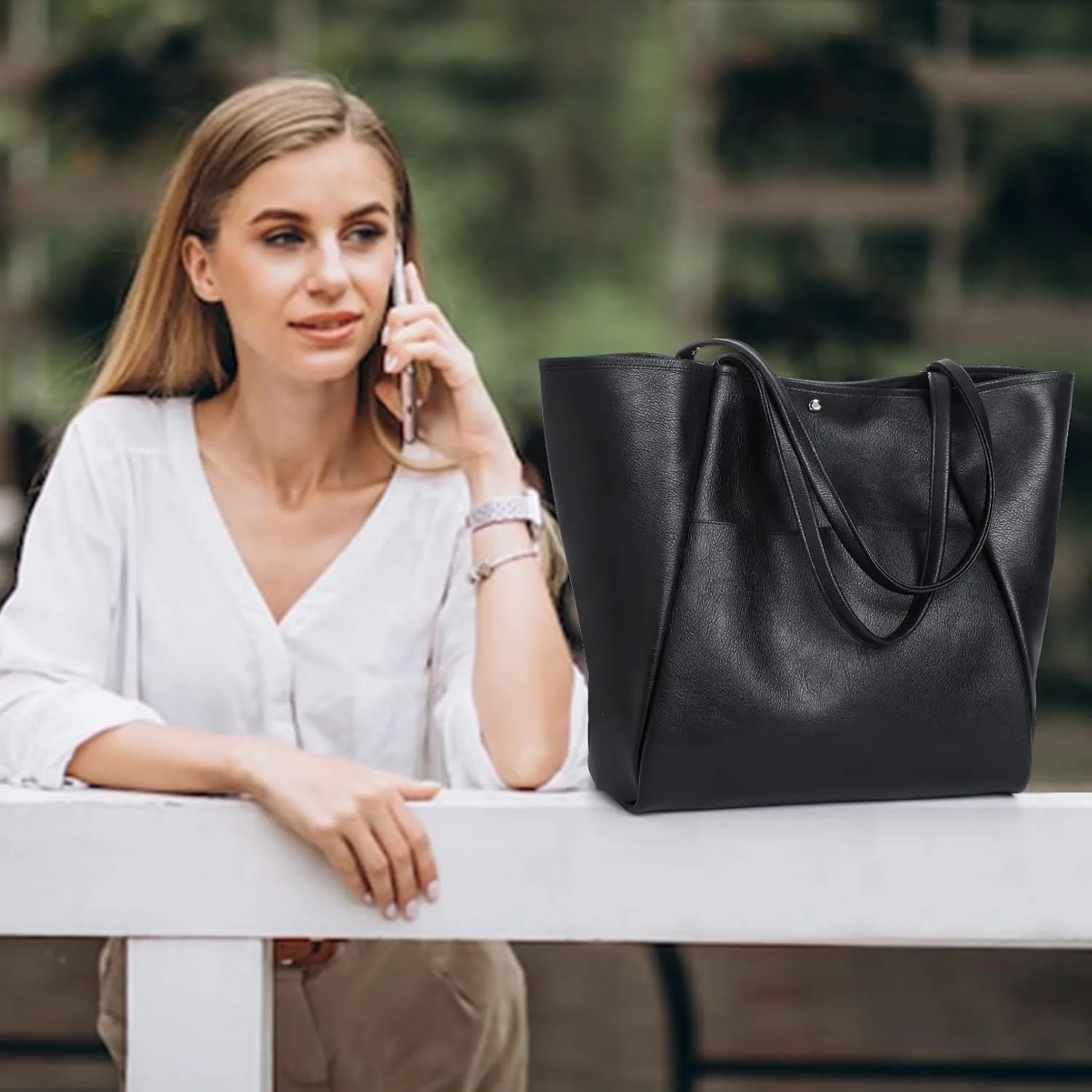 Large Tote Bag for Women Work 25L Travel Vegan Leather Ladies Handbags Weekender Purses