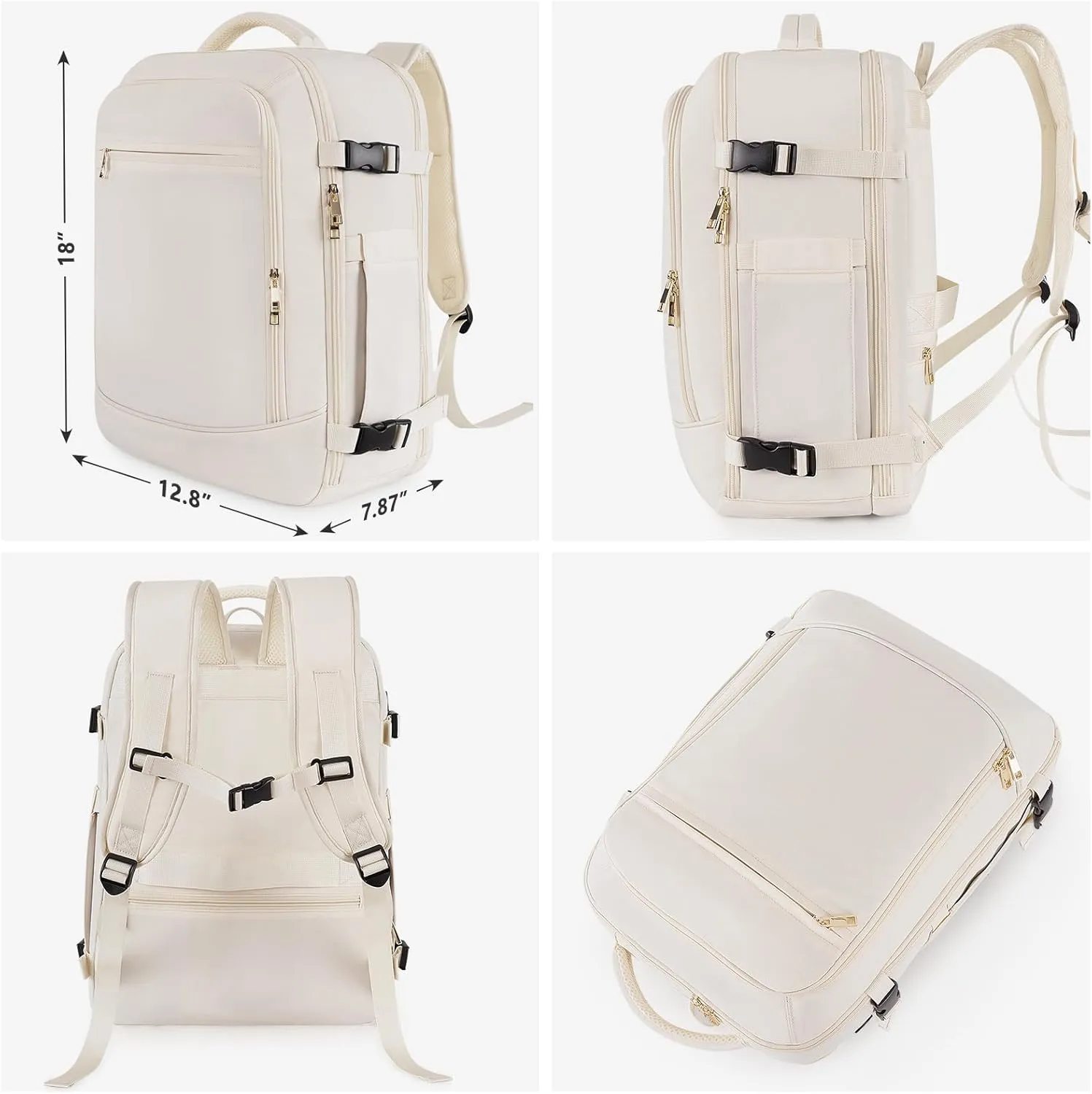 Large Travel Backpack for Men Women, TSA Friendly Airline-approved Carry on Backpack, 40L Casual Daypack Weekender Backpack Personal Item Size, Beige