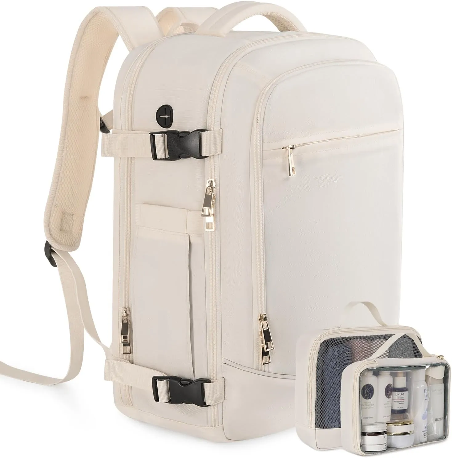 Large Travel Backpack for Men Women, TSA Friendly Airline-approved Carry on Backpack, 40L Casual Daypack Weekender Backpack Personal Item Size, Beige