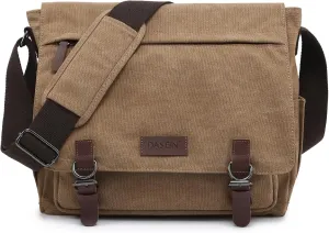 Large Vintage Canvas Messenger Shoulder Bag Travel Crossbody Purse Briefcase Business Bag for 15inch Laptop