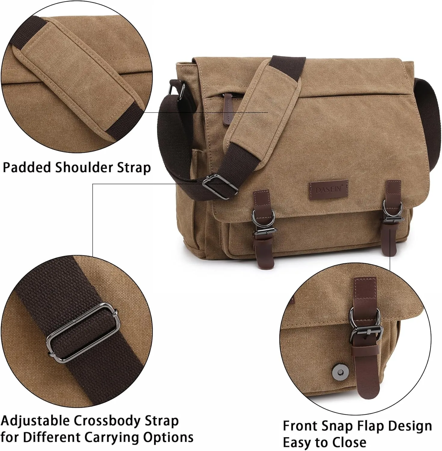 Large Vintage Canvas Messenger Shoulder Bag Travel Crossbody Purse Briefcase Business Bag for 15inch Laptop