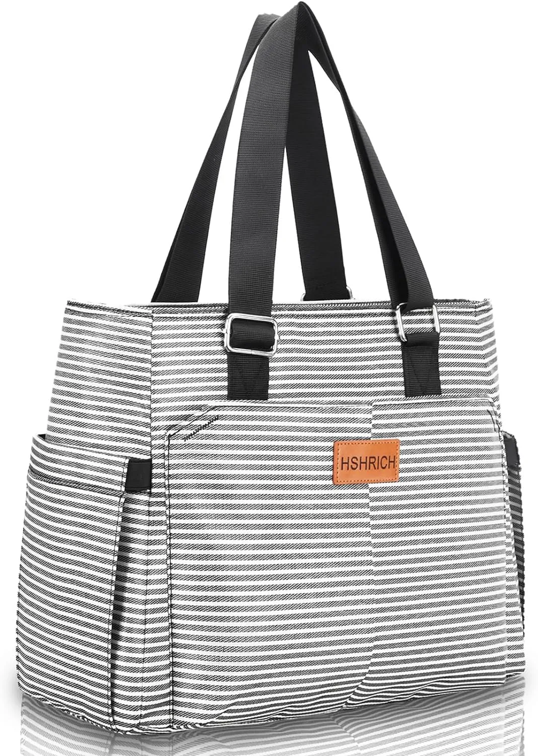 Large Women Lunch Bags/Insulated Adult Lunch Box/Leakproof Cooler Lunch Tote Bag with Storage Pocket. Reusable Lunch Purse for Work Picnic Hiking 12L, Stripe