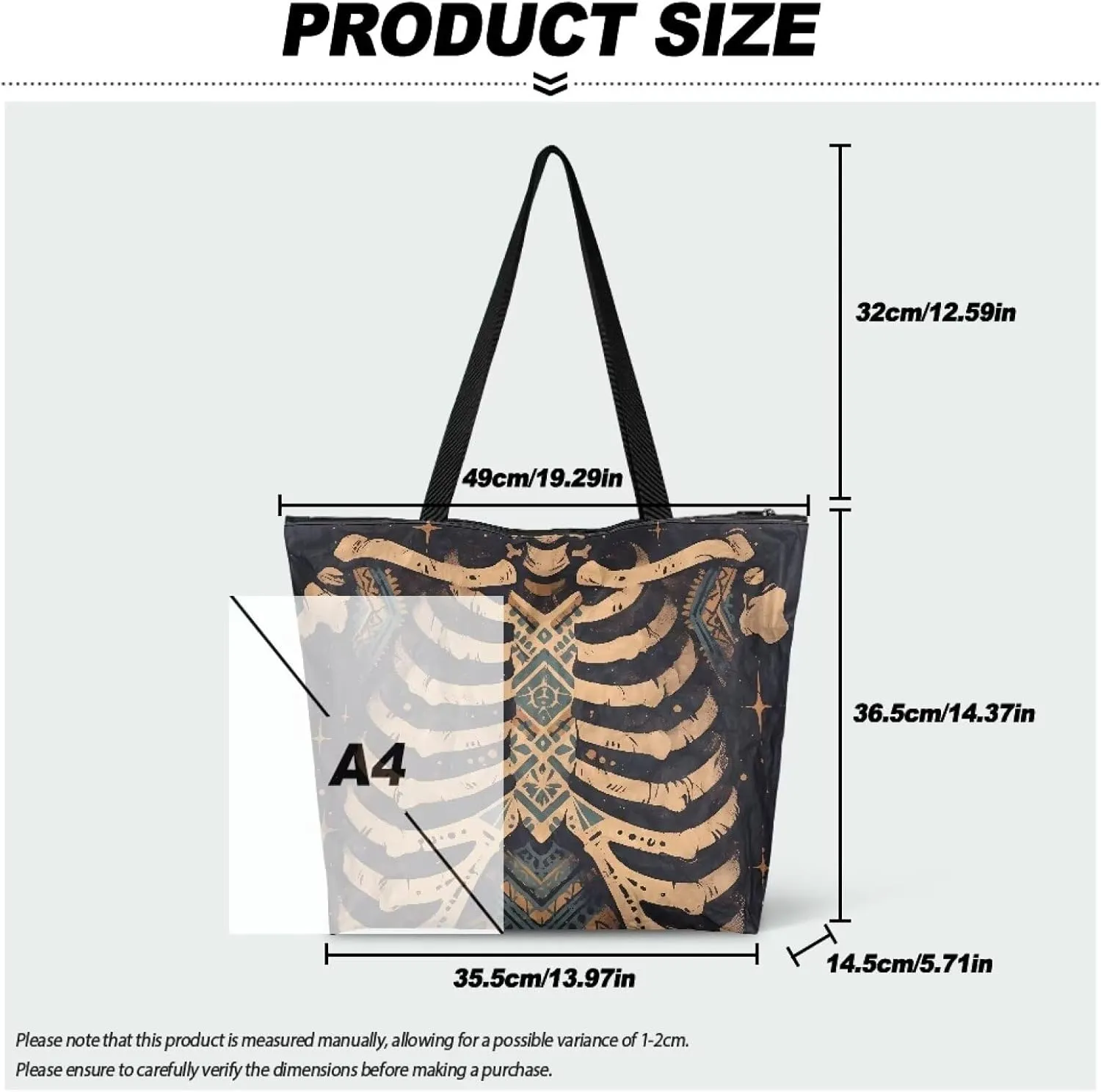 Large Zipper Tote Bag for Gym Work, Holiday Theme Recycle Paper Tote Bags with Handles Reusable Grocery Bag
