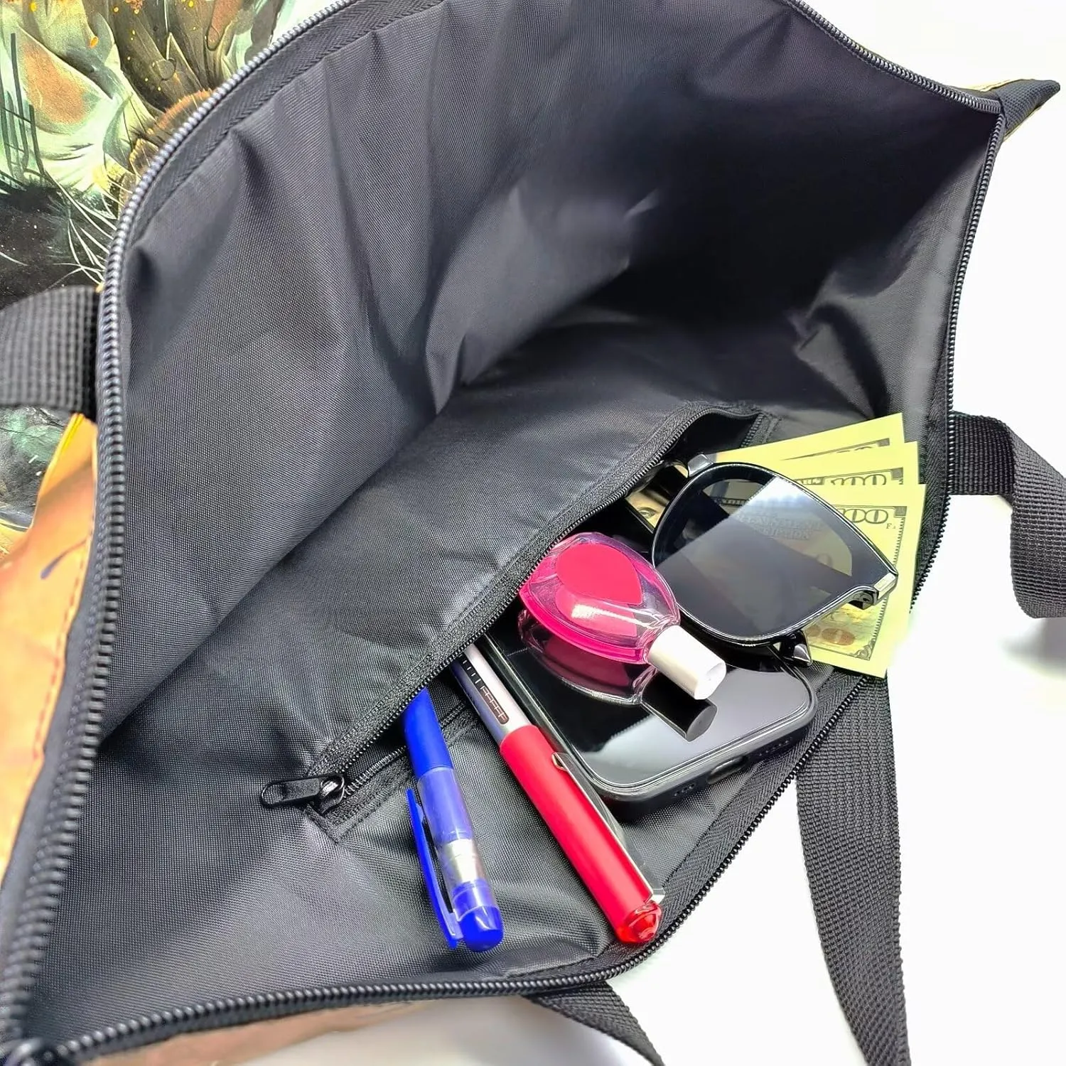 Large Zipper Tote Bag for Gym Work, Holiday Theme Recycle Paper Tote Bags with Handles Reusable Grocery Bag