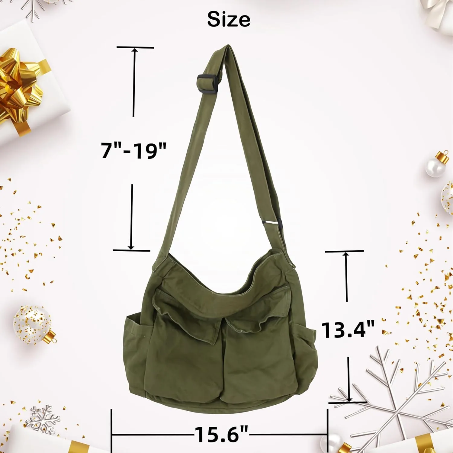 Lauthen.S Grunge Bag Canvas Hobo Crossbody Shoulder Tote Bag for Women and Men Large Messenger Bag with Multiple Pockets