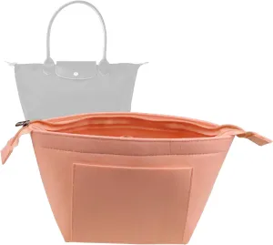 Lckaey Purse Insert Organizer, for le pliage large organizer insert, With Zipper Bag Organizer1014pink-L