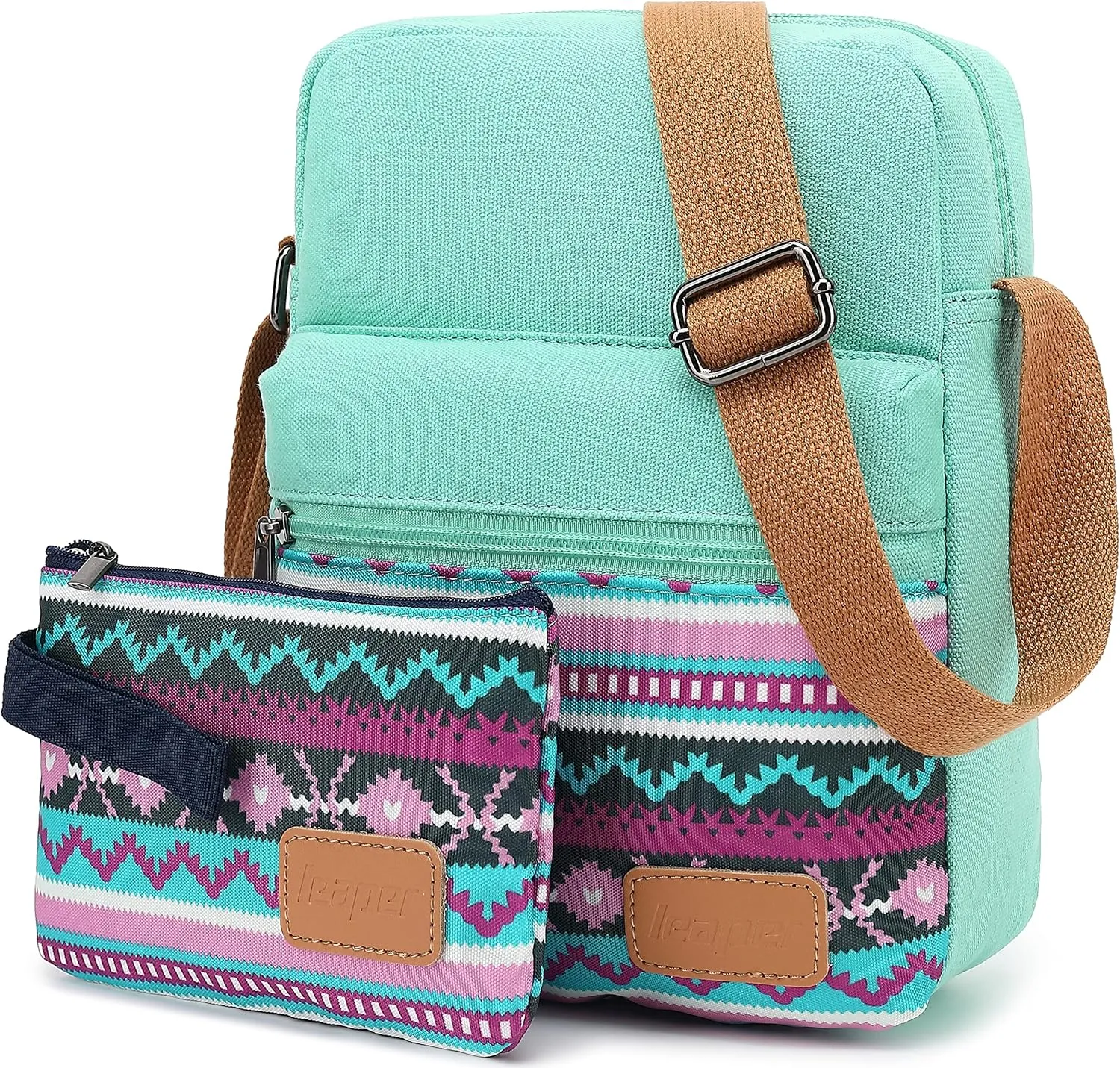 Leaper Girls Crossbody Purses for Kids 2 PCS Cross Body Bag Women Messenger Bag Girls Canvas Bag Cross Body Purse Set