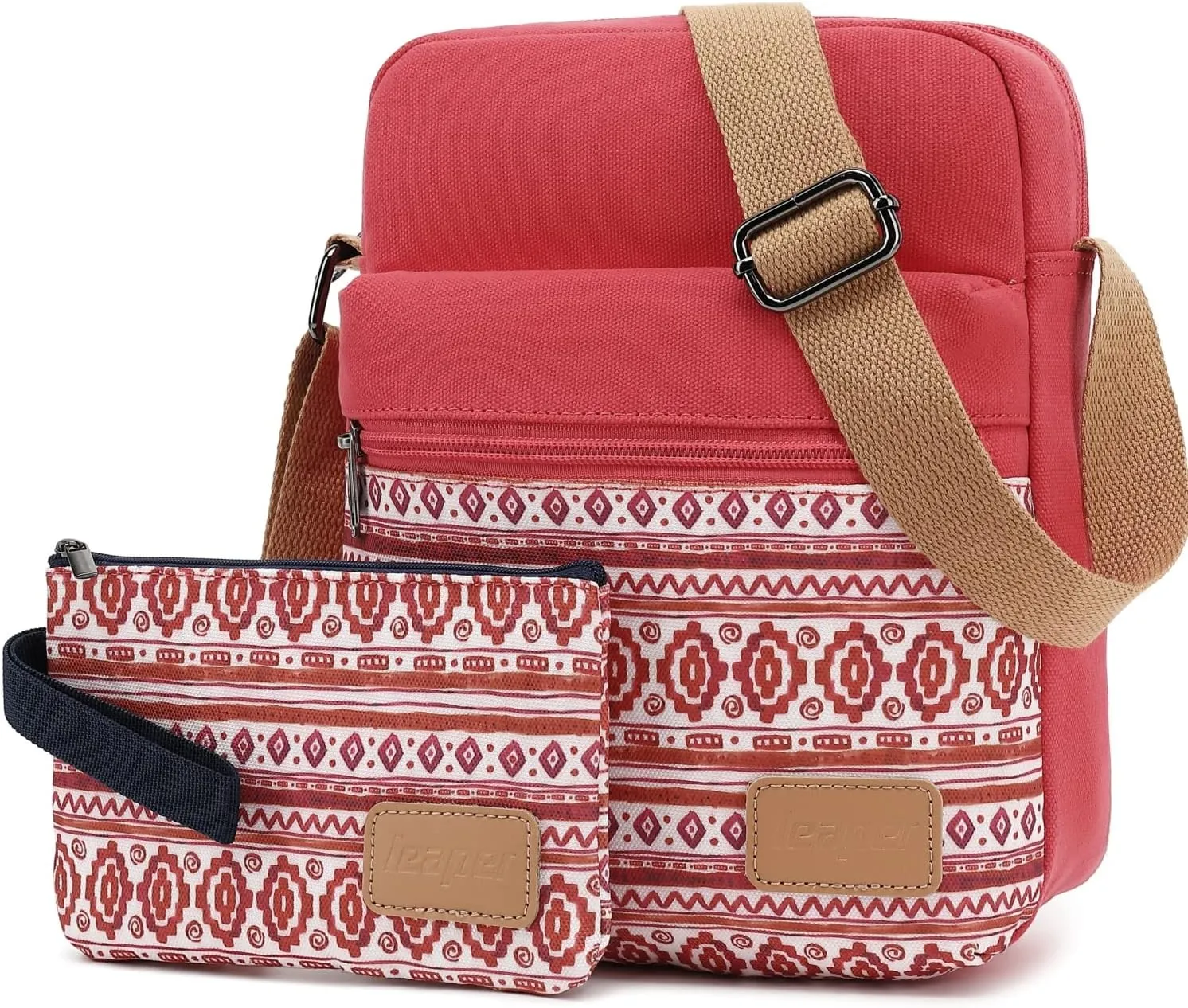 Leaper Girls Crossbody Purses for Kids 2 PCS Cross Body Bag Women Messenger Bag Girls Canvas Bag Cross Body Purse Set