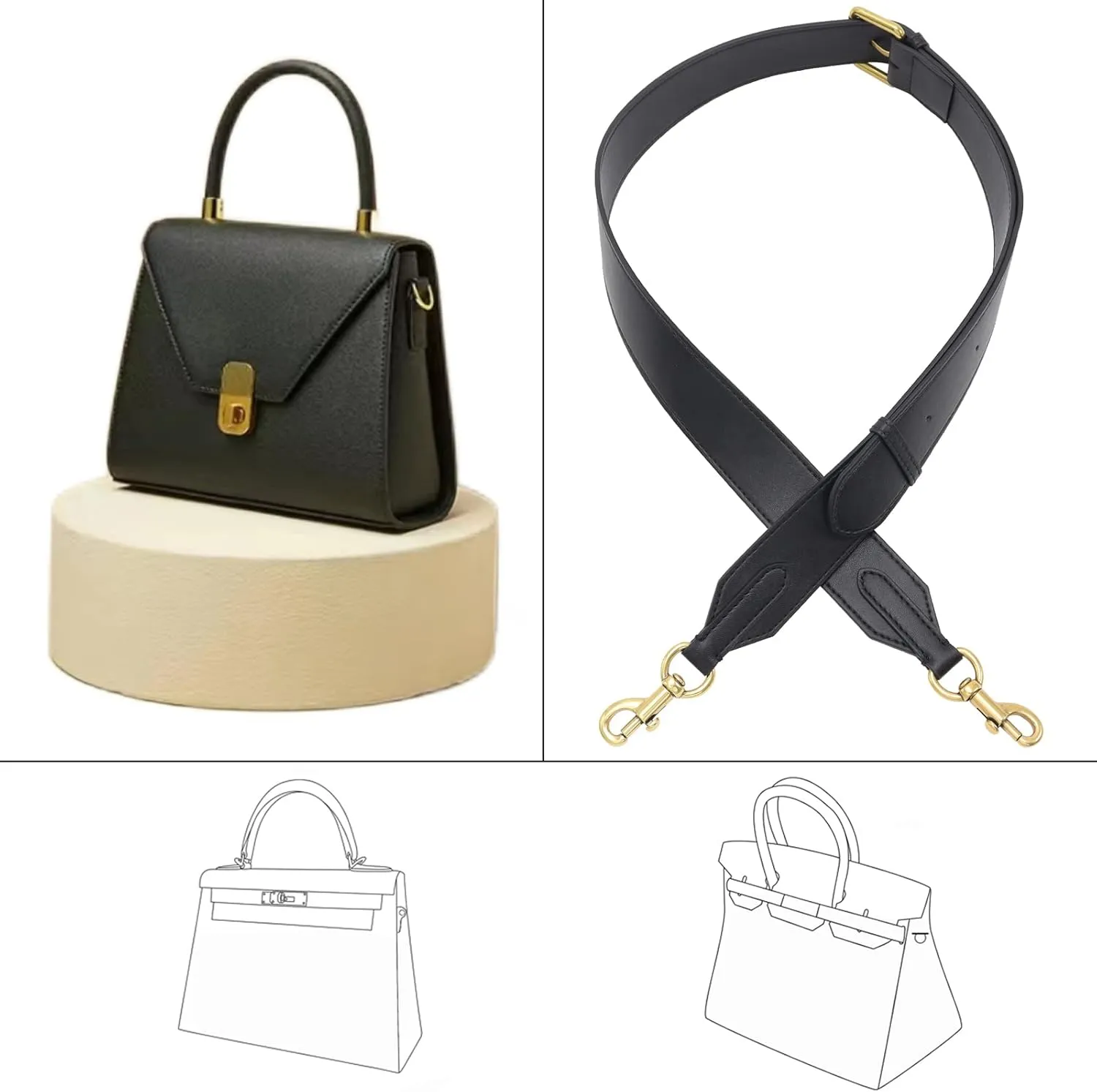 Leather Shoulder Strap Crossbody Adjustable for Ophidia,Bamboo,Diana Junbo and Tote,Purse,Handbags Replacement Accessories