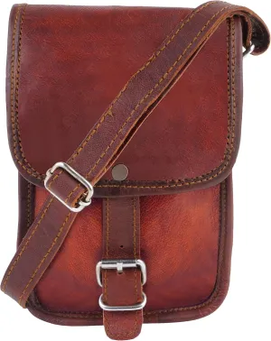 Leather Women Sling Messenger Bag Men Soft Crossbody Handbag Small Daypack