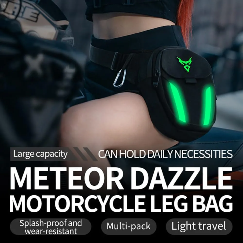 LED Red Light Motorcycle Leg Bag Thigh Belt Hip Bum Waterproof Ride Cycling Biker Waist Bag Fanny Pack Moto Travel Hiking Pocket (Green)