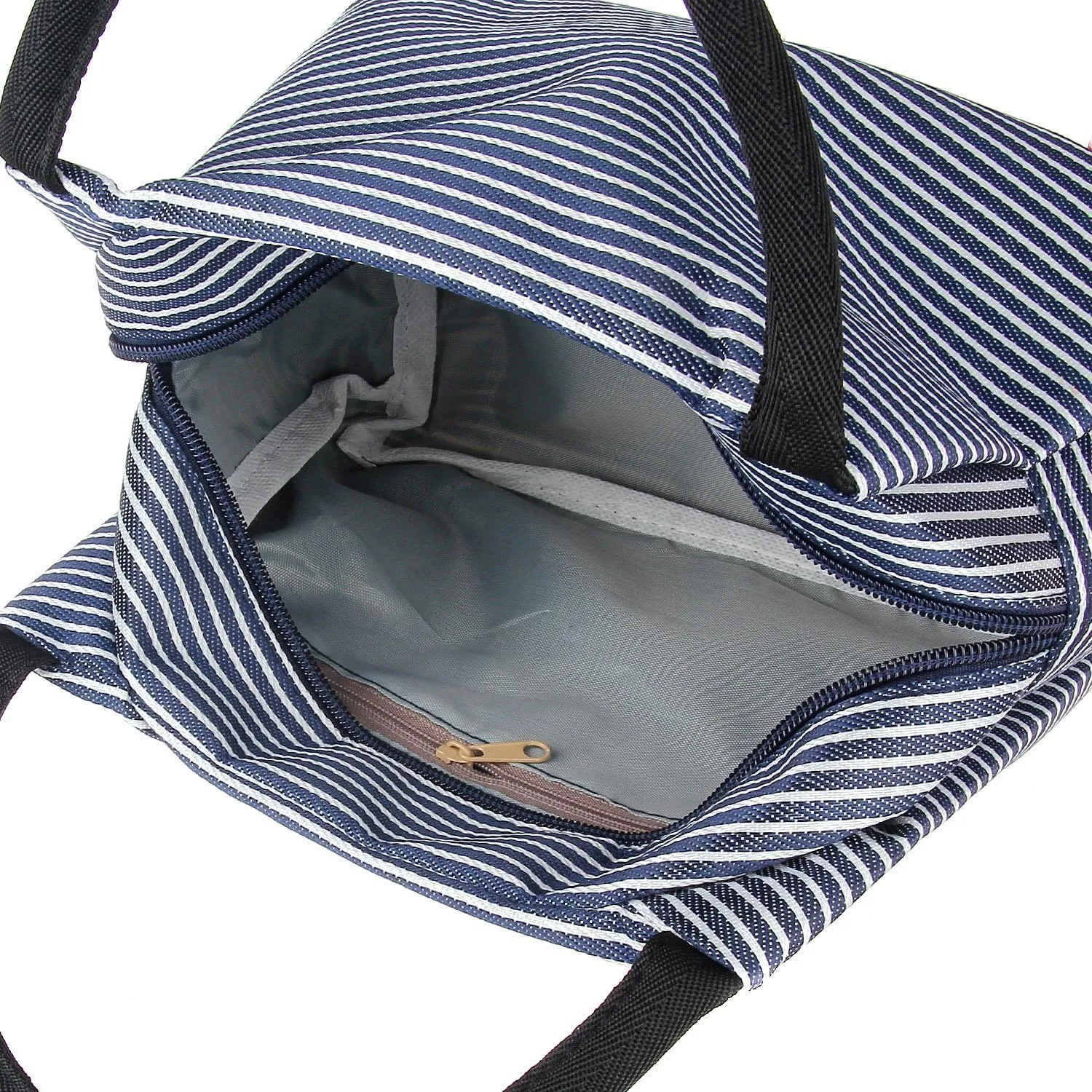 LEFV™ Lunch Bags Solid Useful Linen Cotton Stripe Fashion Tote Bag Grocery Handbag Travel Organizer Box Case Container Sundry Shopping Makeup Bags with Zipper, Green