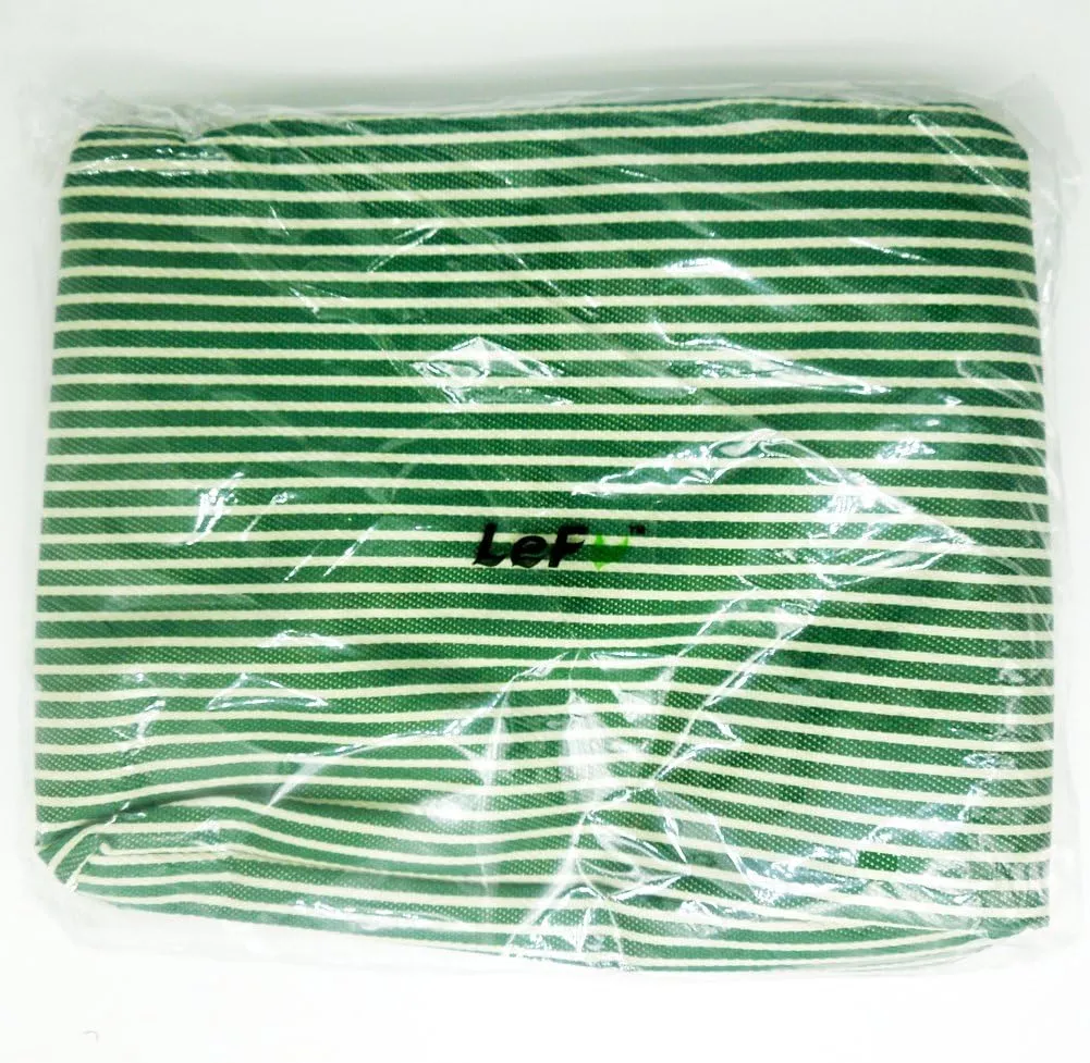 LEFV™ Lunch Bags Solid Useful Linen Cotton Stripe Fashion Tote Bag Grocery Handbag Travel Organizer Box Case Container Sundry Shopping Makeup Bags with Zipper, Green