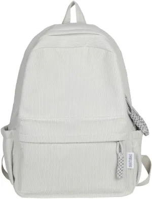 LEMONEYE Cute Corduroy Double - Shoulder Backpack for Women, Lightweight Laptop Bag, Great for Daily & Travel (Beige)