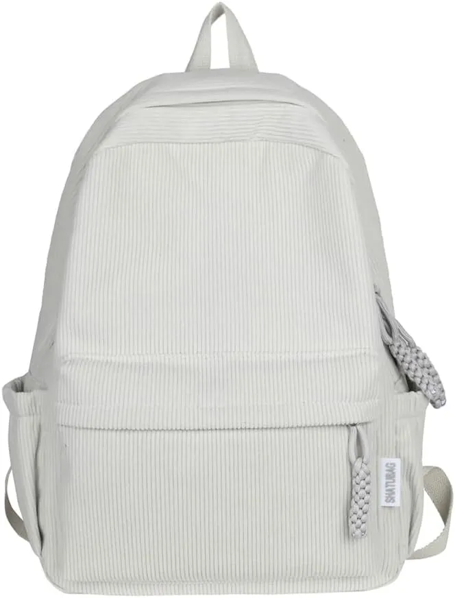 LEMONEYE Cute Corduroy Double - Shoulder Backpack for Women, Lightweight Laptop Bag, Great for Daily & Travel (Beige)