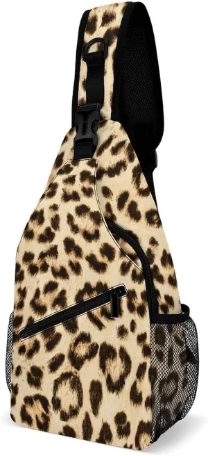 Leopard-skin-texture Crossbody Sling Bag for Women Men Travel Chest Bag, Cycling Shoulder Backpack