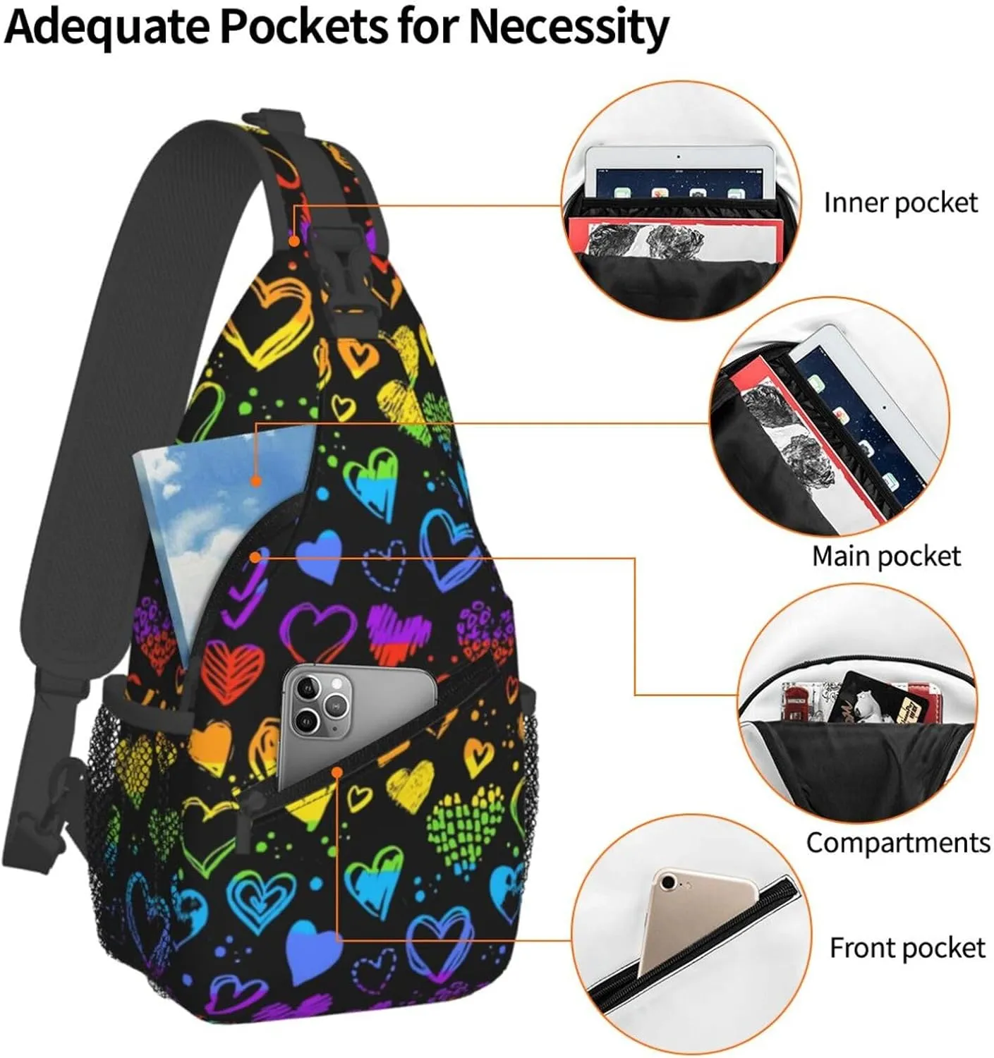 Lgbt Crossbody Sling Bag For Men Women Adjustable Lgbt Chest Bag Rainbow Pride Shoulder Bag Sling Backpack Daypack