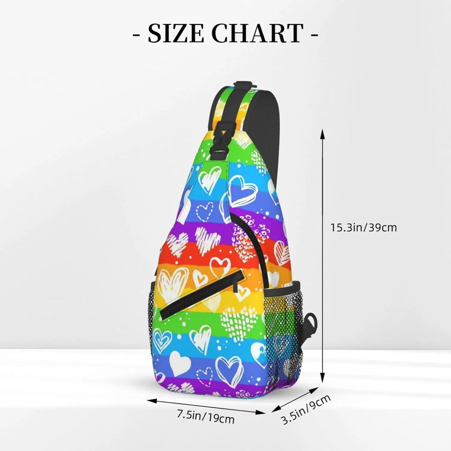 Lgbt Rainbow Hearts Crossbody Sling Bag Adjustable Lgbt Chest Bag For Men Women Rainbow Pride Shoulder Bag Sling Backpack Daypack