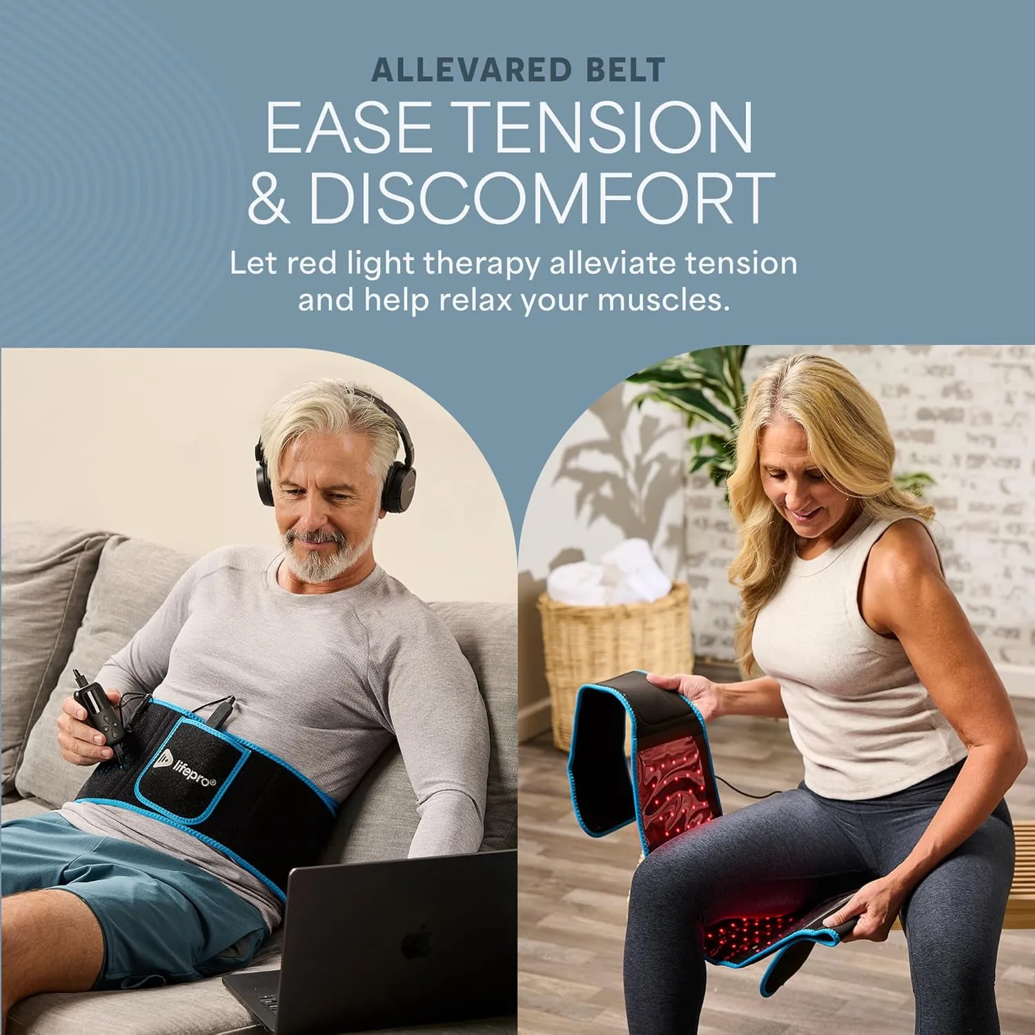 Lifepro Red Light Therapy Belt - 660nm & 850nm Near Infrared & Red Light Therapy for Body, Relaxing Muscle, Inflammation, Improve Circulation