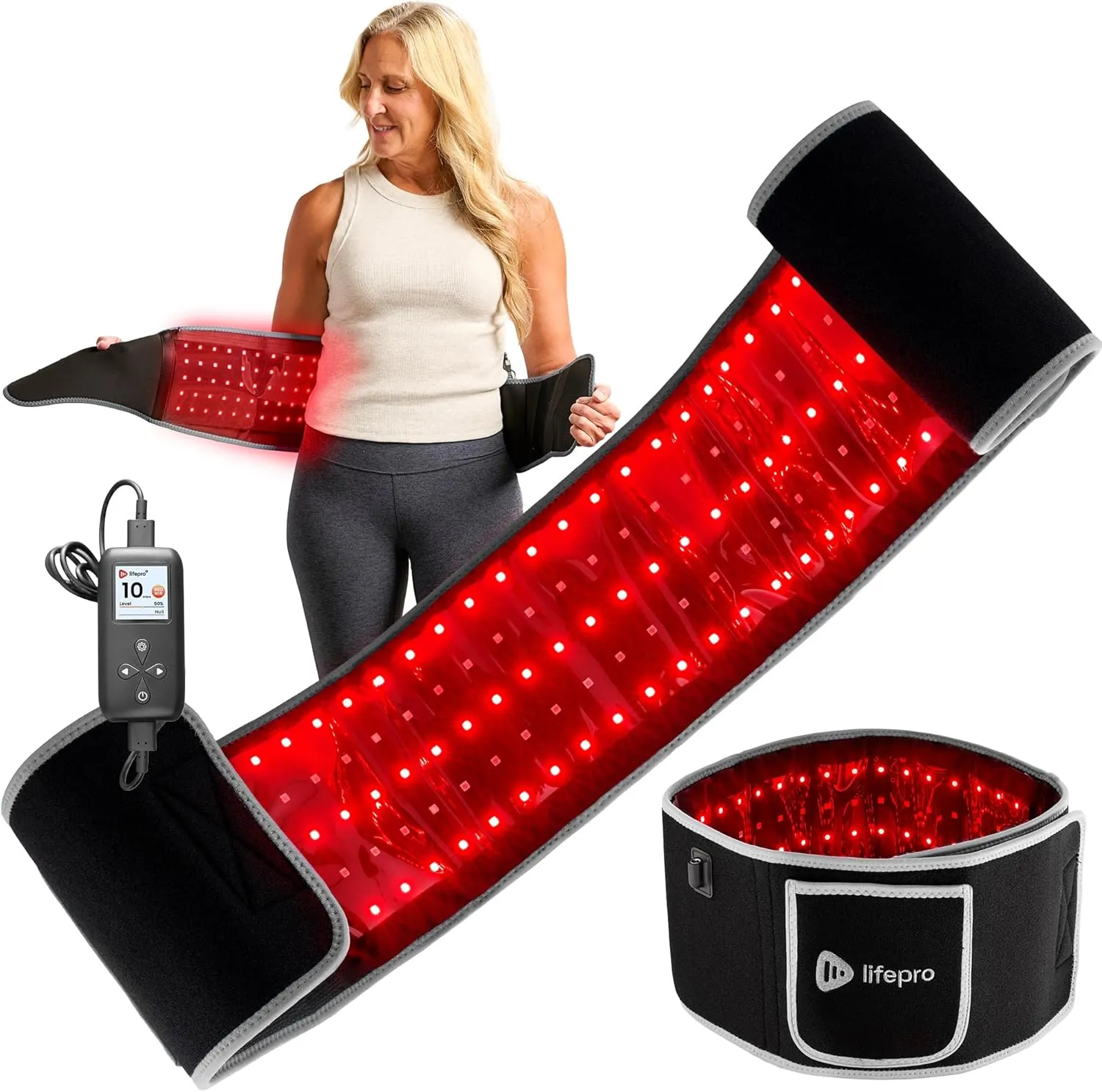 Lifepro Red Light Therapy Belt - 660nm & 850nm Near Infrared & Red Light Therapy for Body, Relaxing Muscle, Inflammation, Improve Circulation