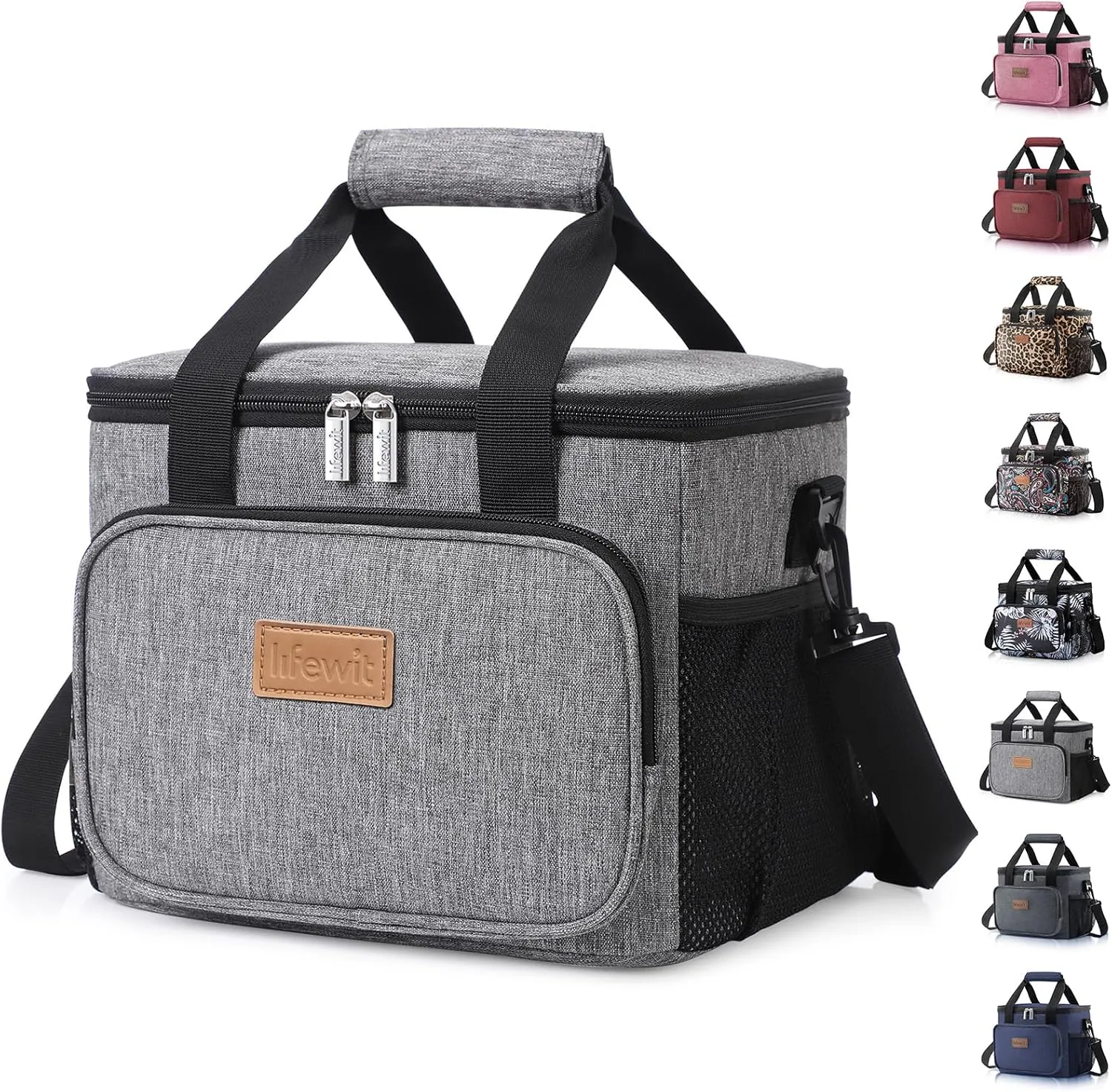 Lifewit Large Lunch Bag Insulated Lunch Box Soft Cooler Cooling Tote for Adult Men Women, Gray 12-Can (8.5L)
