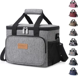 Lifewit Large Lunch Bag Insulated Lunch Box Soft Cooler Cooling Tote for Adult Men Women, Gray 12-Can (8.5L)