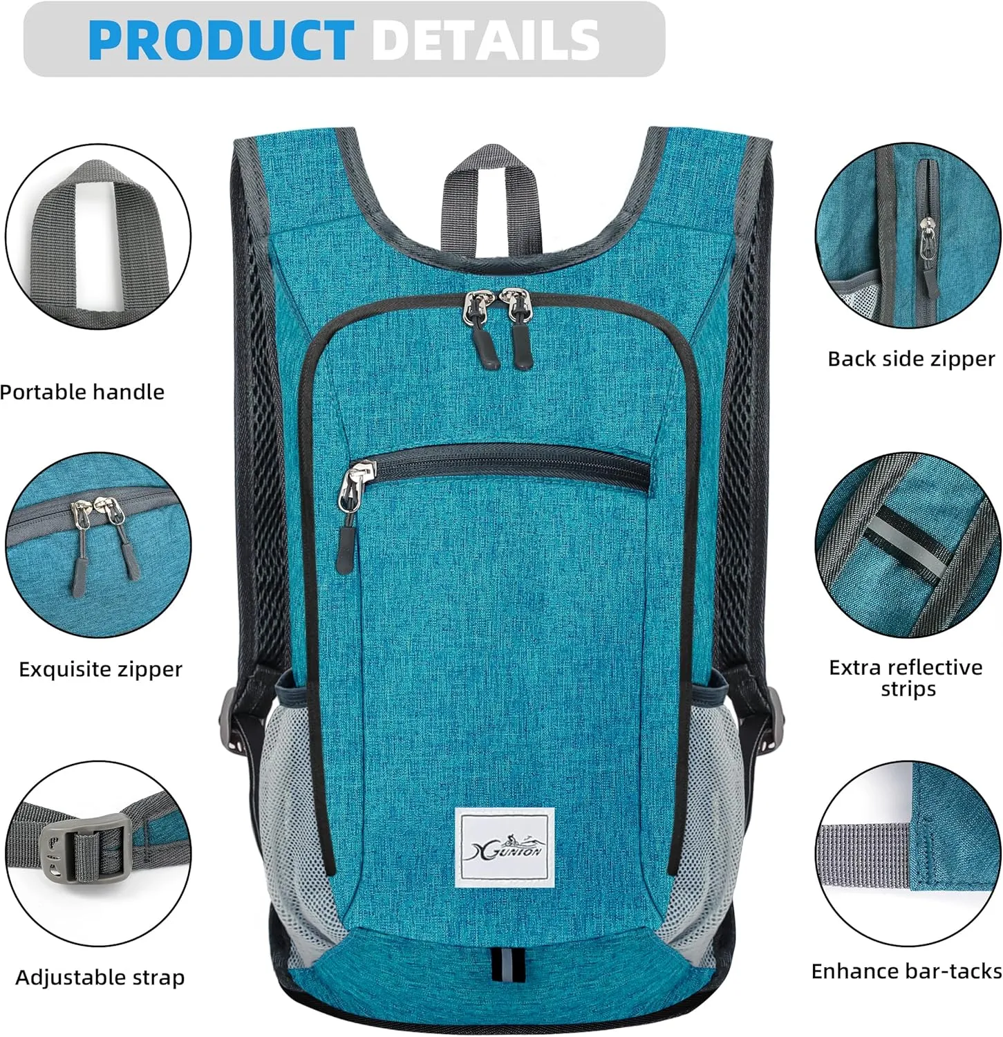 Lightweight Foldable Travel Backpack - 10L Daypack for Women & Men - Teal Blue