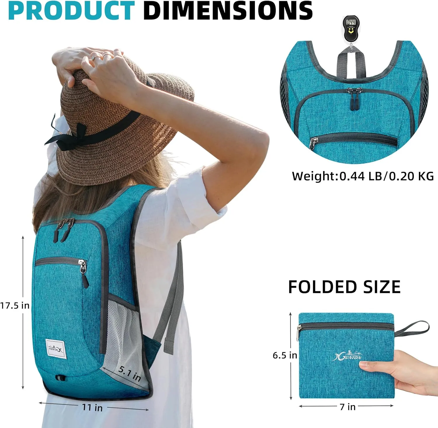 Lightweight Foldable Travel Backpack - 10L Daypack for Women & Men - Teal Blue
