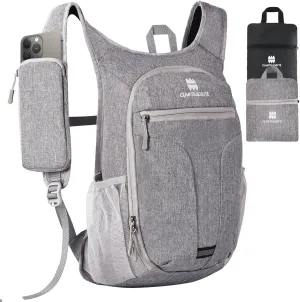 Lightweight Packable Backpack for Women Men - 20L Small Waterproof Foldable Daypack for Travel, Hiking, and Daily Use, Adjustable Chest Strap Multiple Pockets, Gray