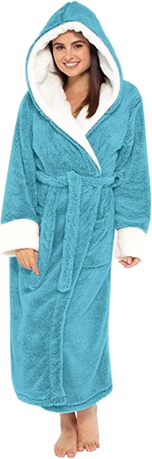Lightweight Soft Winter Kimono Robes Flannel Bathrobes Double-Faced Velvet Pajamas Shower Spa House Long Robe For