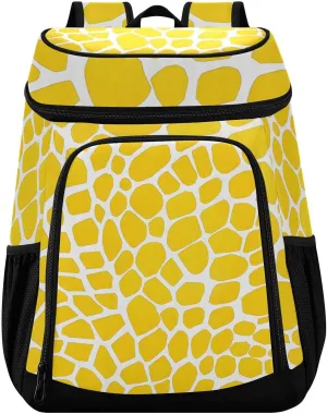Lizard Skin Yellow Pattern Cooler Backpack Insulated Leak Proof Beach Cooler Bag 30 Cans Waterproof Lightweight Soft Lunch Picnic Hiking Camping Backpack Cooler for Men Women