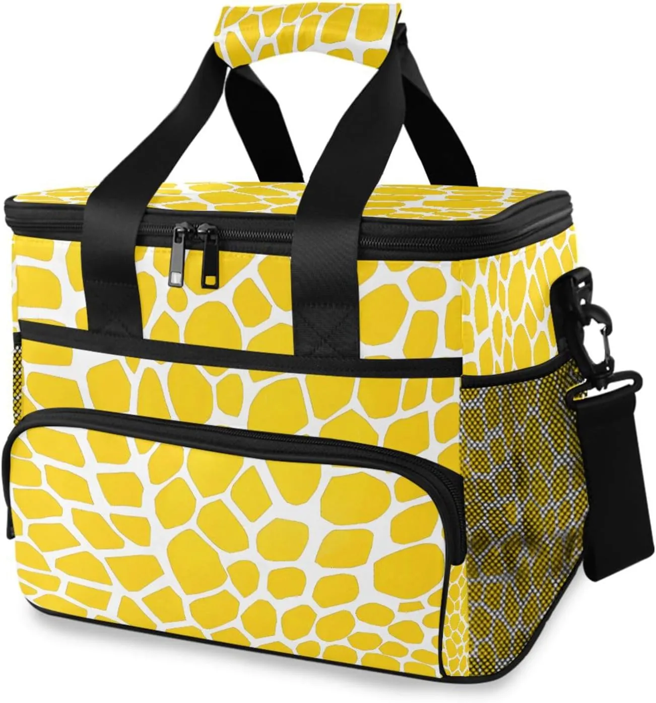Lizard Skin Yellow Pattern Cooler Bag Insulated Cooler Soft Sided Cooler 24 Can Portable Picnic Bag Large Leakproof Lunch Bag Box for Beach Grocery Camping Travel Car Men Women