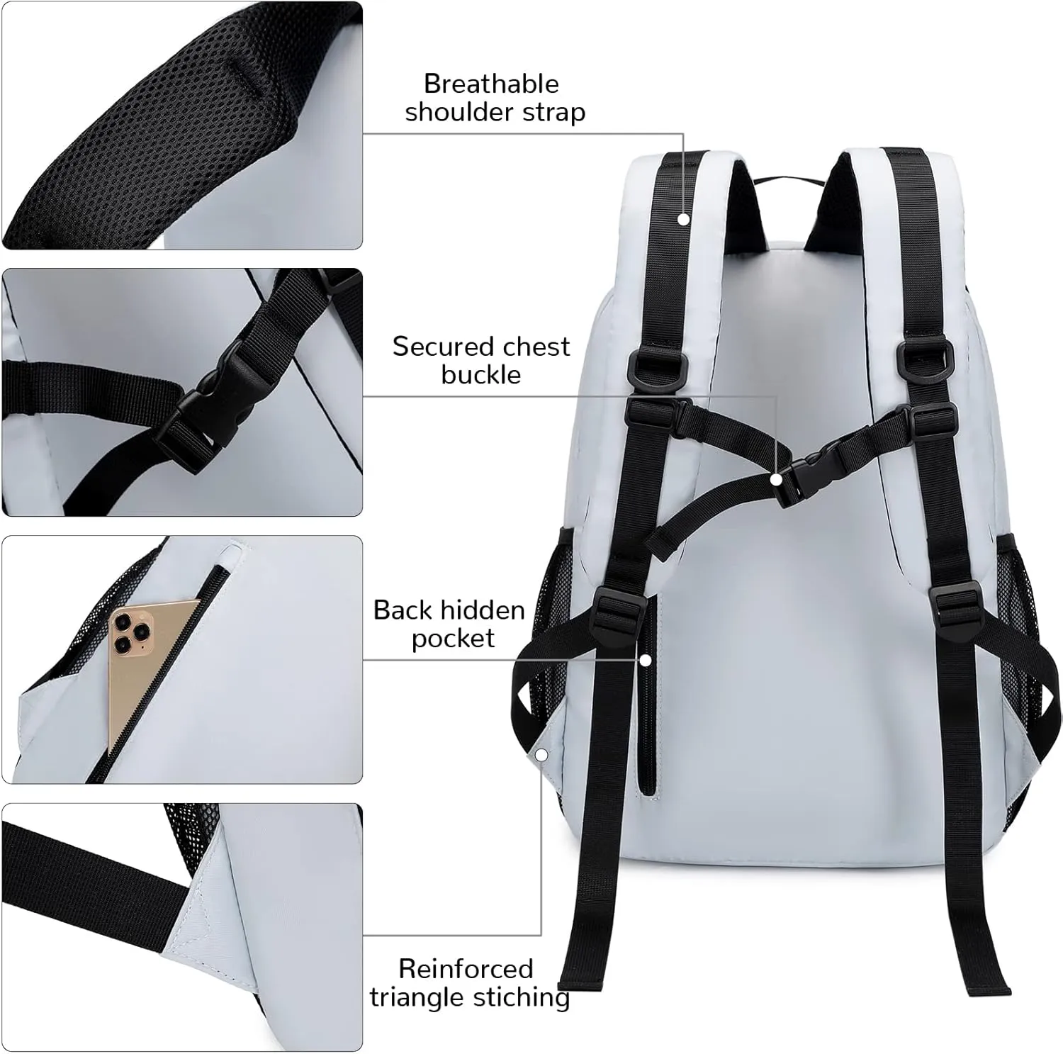 Lohol Casual Backpack for Teen Boys and Girls, Daypack with Anti Theft Pocket for Travel School (Beige)