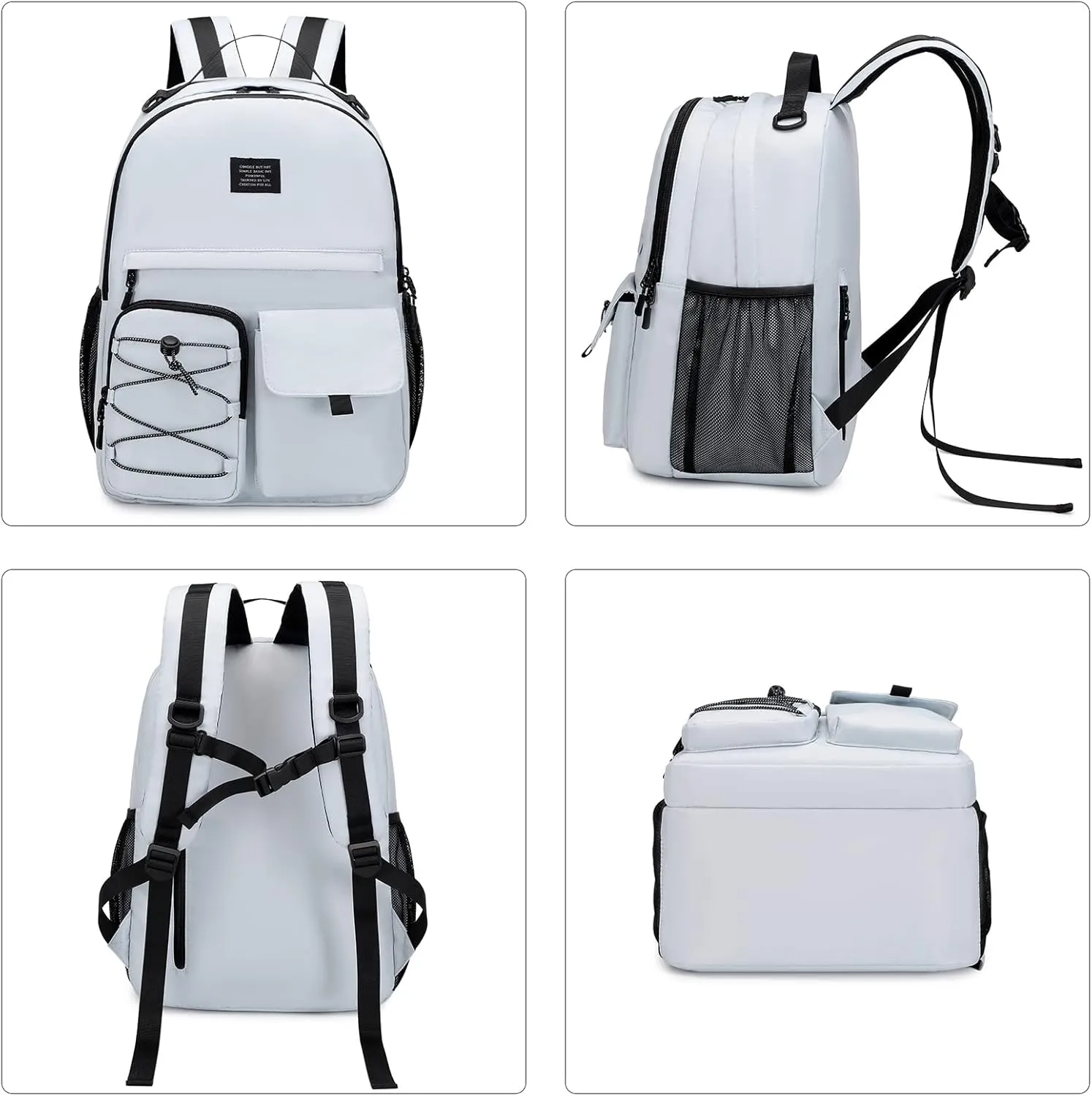 Lohol Casual Backpack for Teen Boys and Girls, Daypack with Anti Theft Pocket for Travel School (Beige)