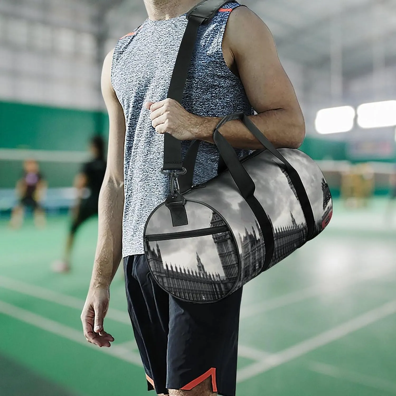 London Gym Bag Small Travel Duffle Bag with Compartment Carry On Weekender Bag for Women Men