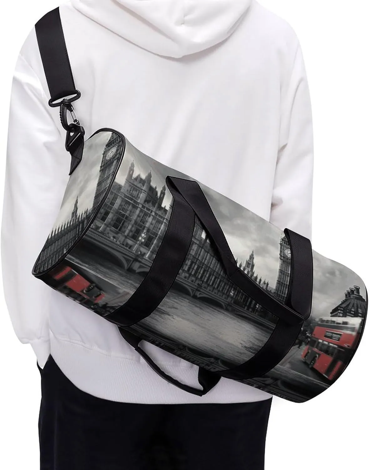 London Gym Bag Small Travel Duffle Bag with Compartment Carry On Weekender Bag for Women Men