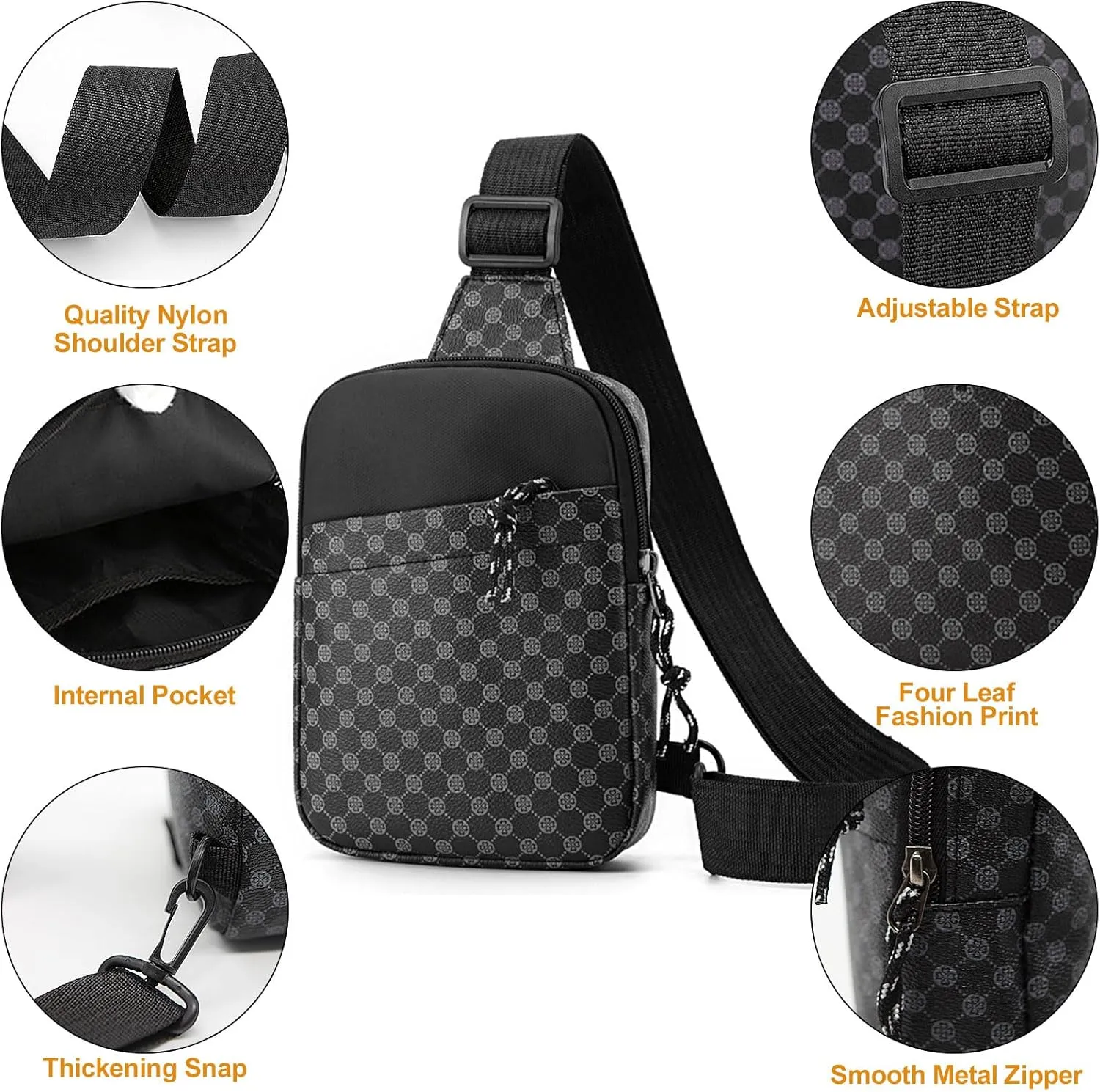 Long Keeper Mini Sling Bag - Women Men Vegan Leather Crossbody Phone Bag Waterproof Travel Running Chest Bag Casual Daypack