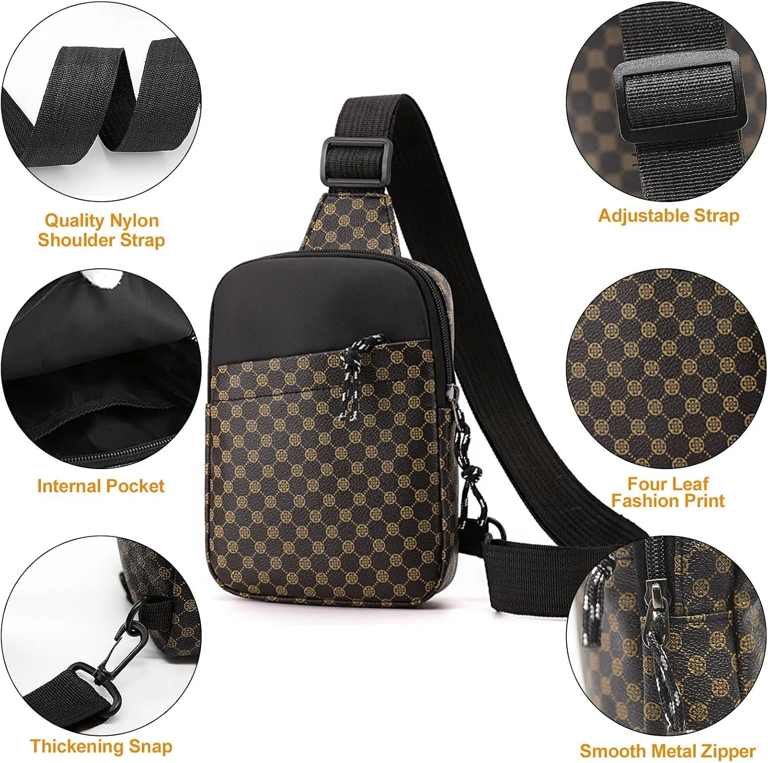 Long Keeper Mini Sling Bag - Women Men Vegan Leather Crossbody Phone Bag Waterproof Travel Running Chest Bag Casual Daypack