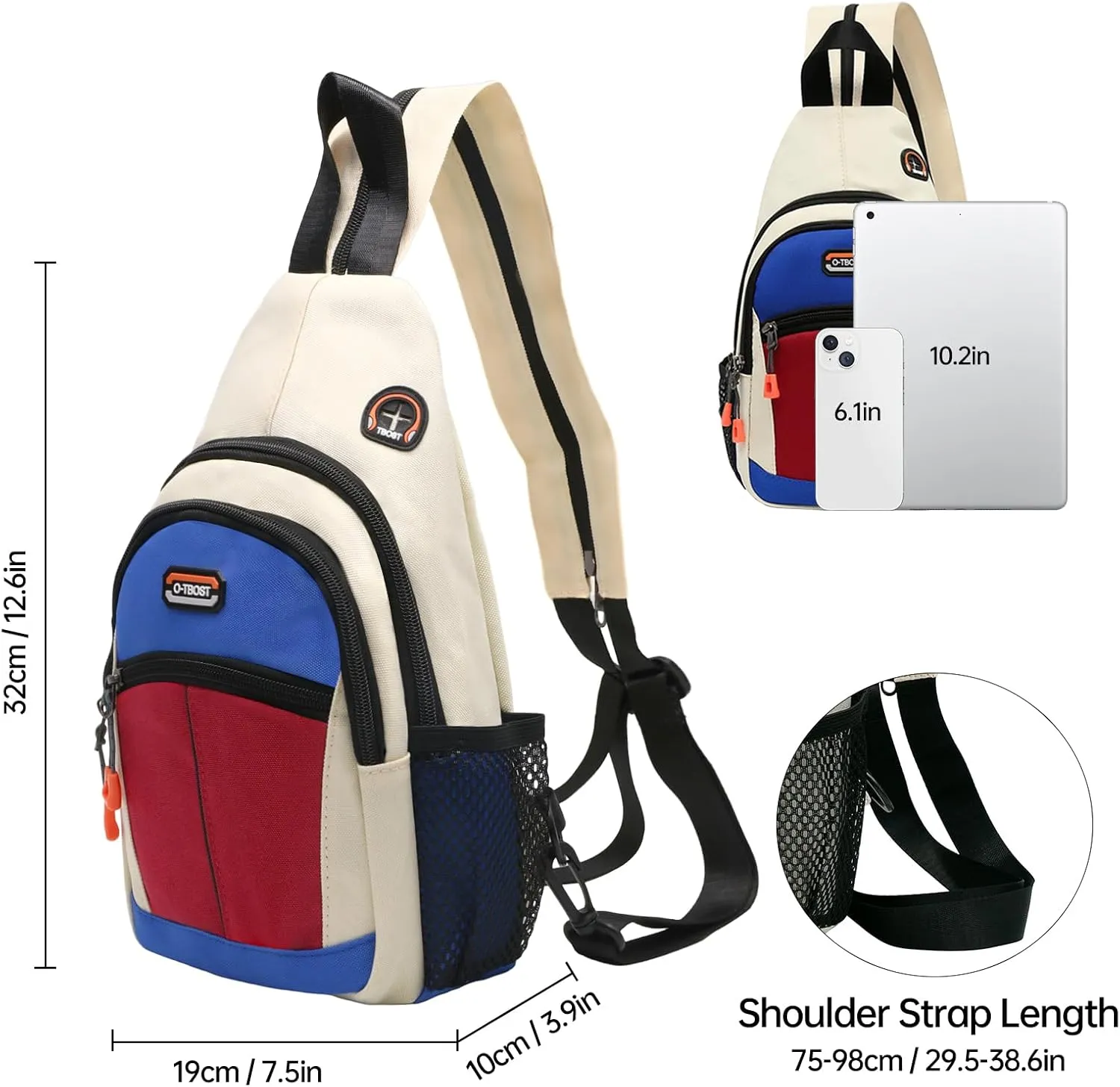 Long Keeper Sling Bag - Women's Crossbody Shoulder Backpack for Men, Travel, Hiking, Sport, Casual Daypack (Beige, Blue, Red)
