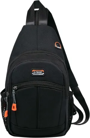 Long Keeper Sling Bag - Women's Crossbody Shoulder Backpack for Men, Travel, Hiking, Sport, Casual Daypack (Black)