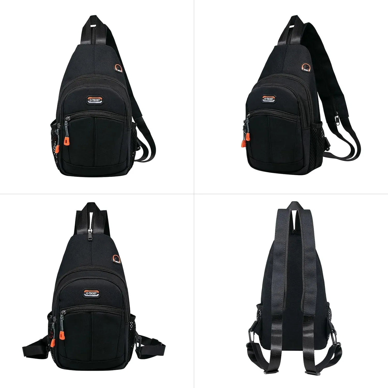 Long Keeper Sling Bag - Women's Crossbody Shoulder Backpack for Men, Travel, Hiking, Sport, Casual Daypack (Black)